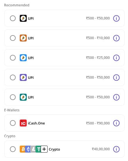 Depositing Options at Casino Khajana
